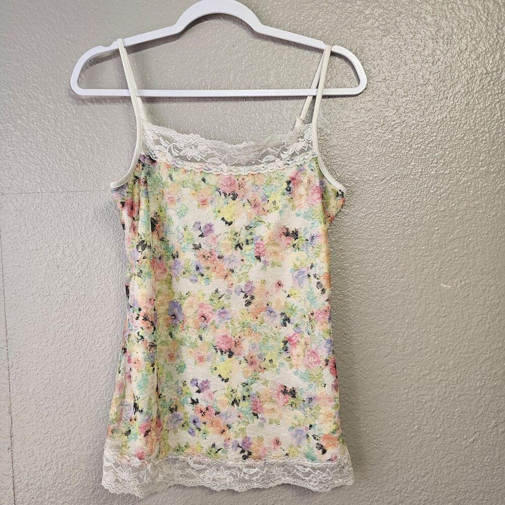 Maurices Floral Lace Trim Cami Tank Top Women M Babydoll Y2K Summer Flowy CC671